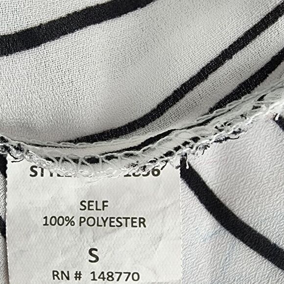 SIENNA SKY WOMEN'S STRIPED BLOUSE COLD SHOULDER V NECK AND BACK SIZE SMALL - Picture 7 of 7